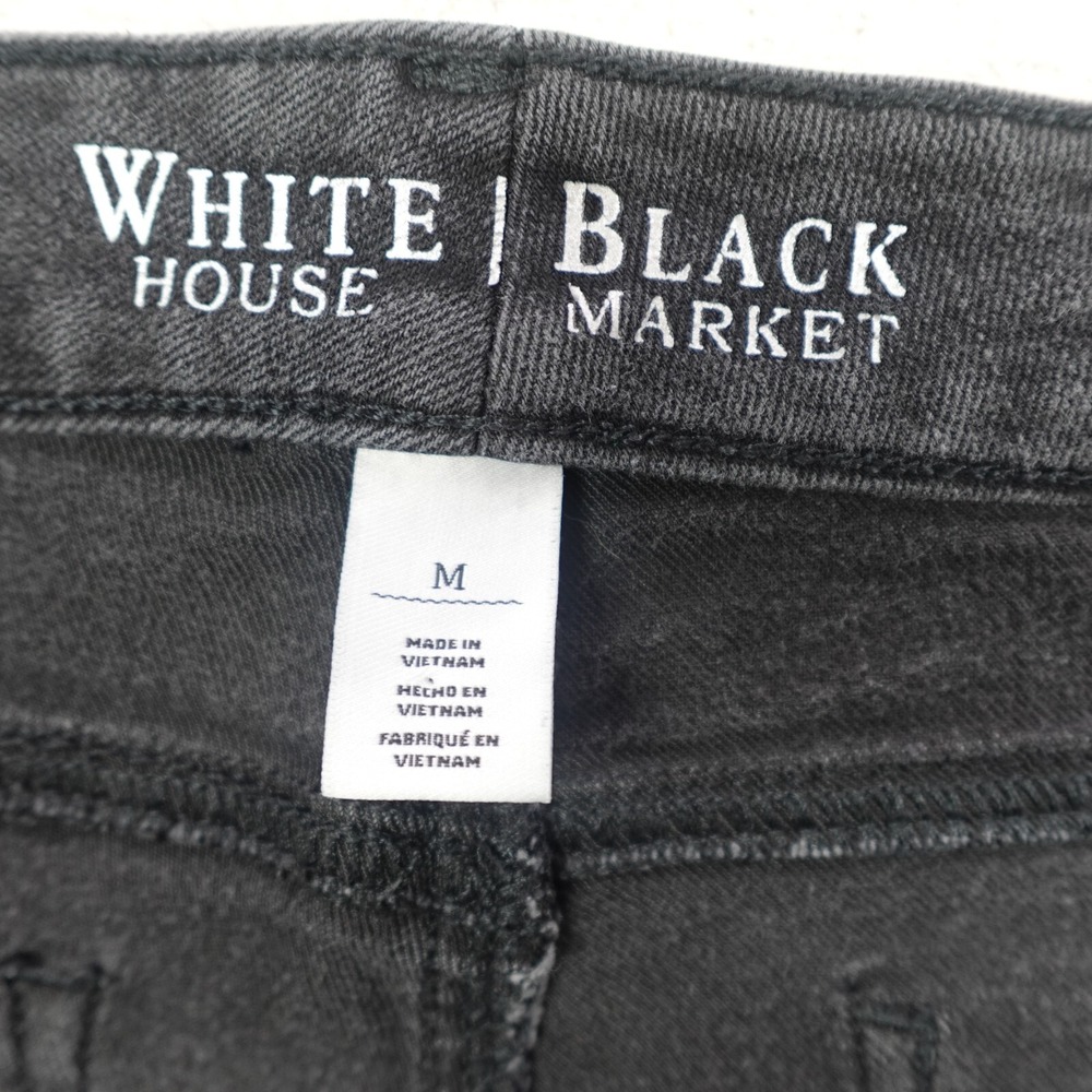 White House Black Market Jeans Womens Size M Mid Rise Skinny Leg Charcoal Wash - Picture 9 of 12